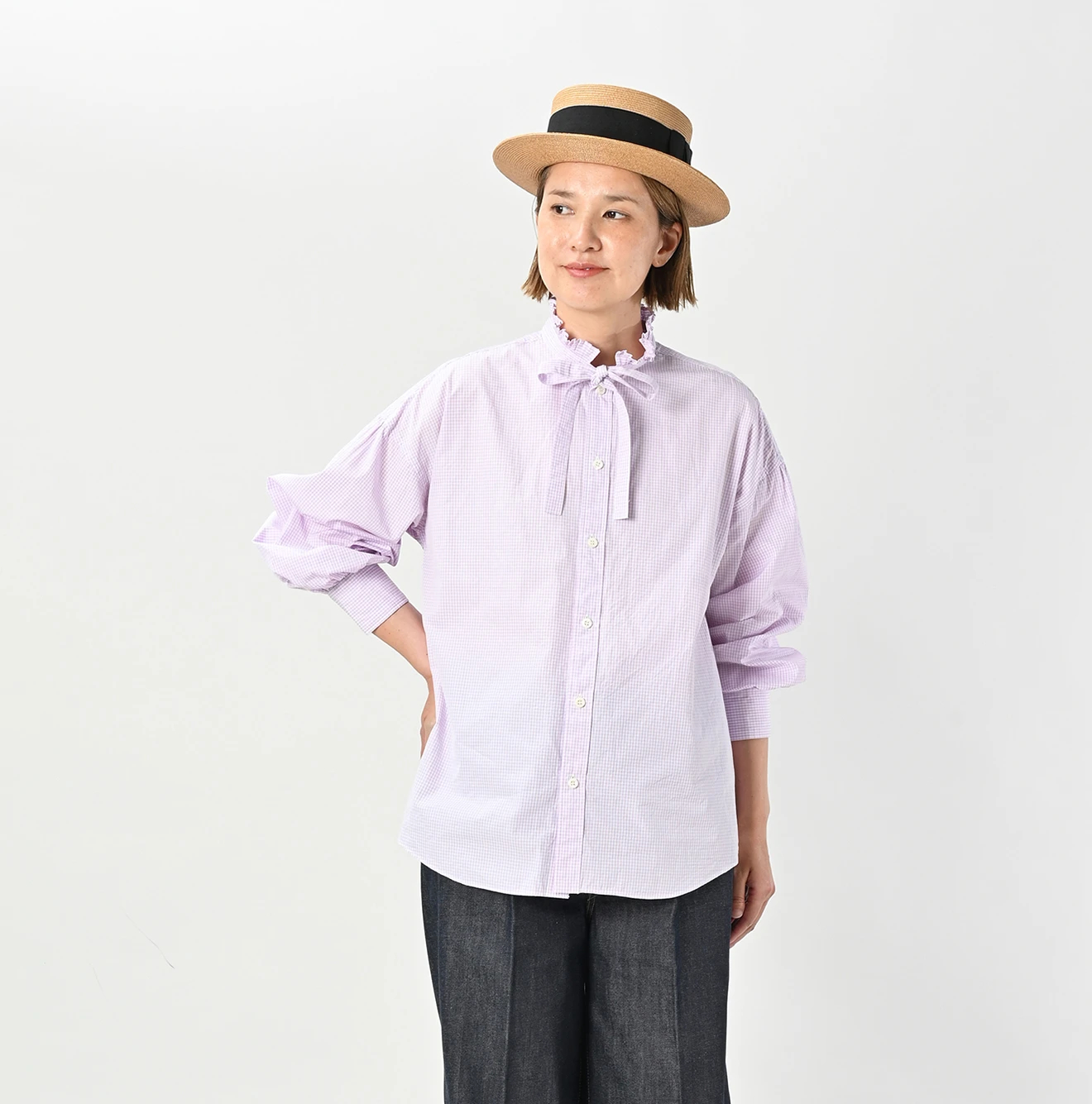 45R(フォーティファイブアール) |180番三子の長袖ボウタイクッペシャツ