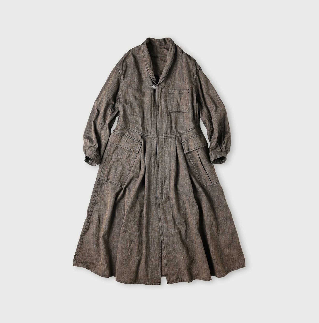 45R(フォーティファイブアール) |ミニヘリンボンコットンツイードのワーキングドレス（インディゴ）