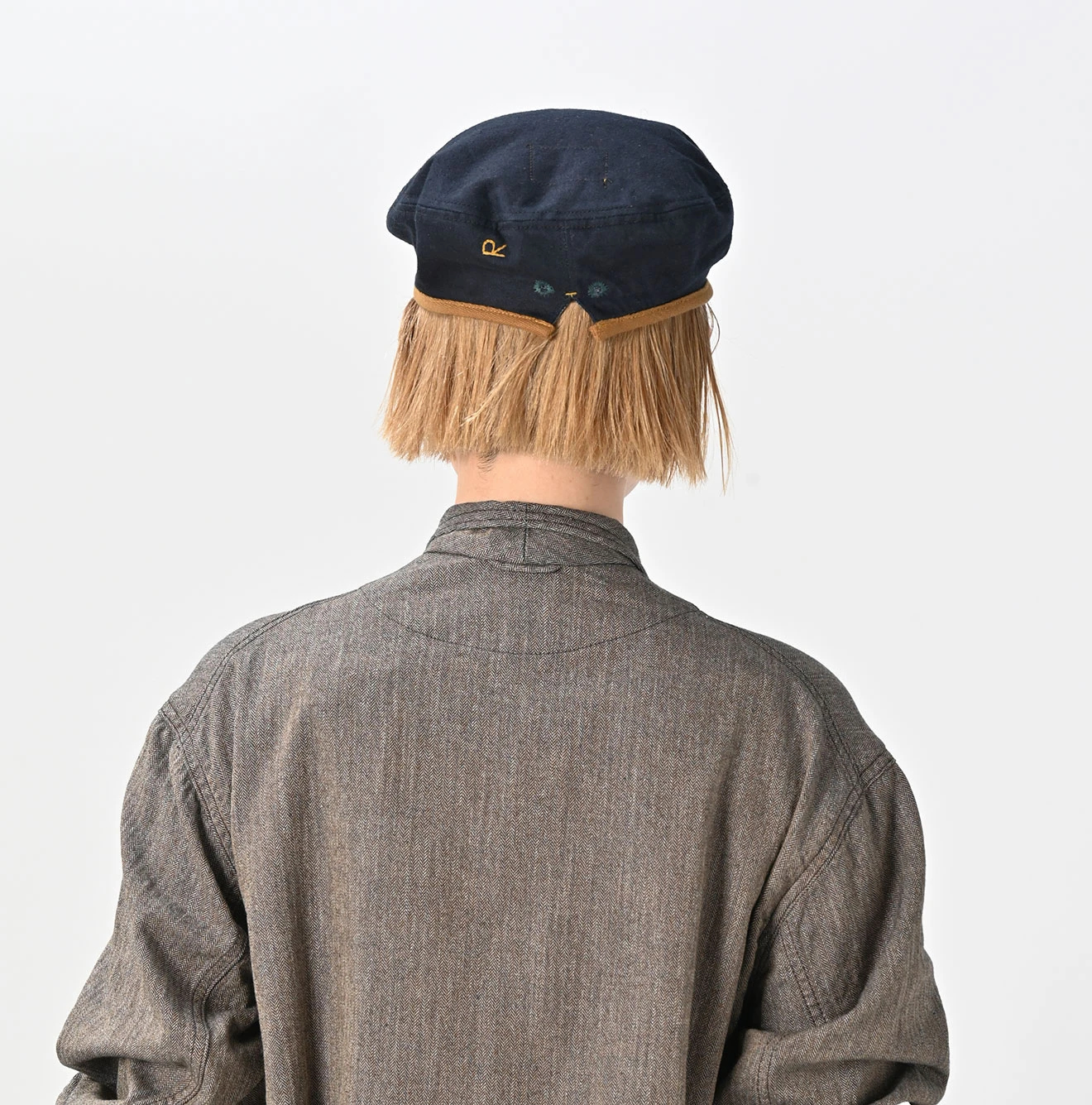 45R(フォーティファイブアール) |ミニヘリンボンコットンツイードのワーキングドレス（インディゴ）