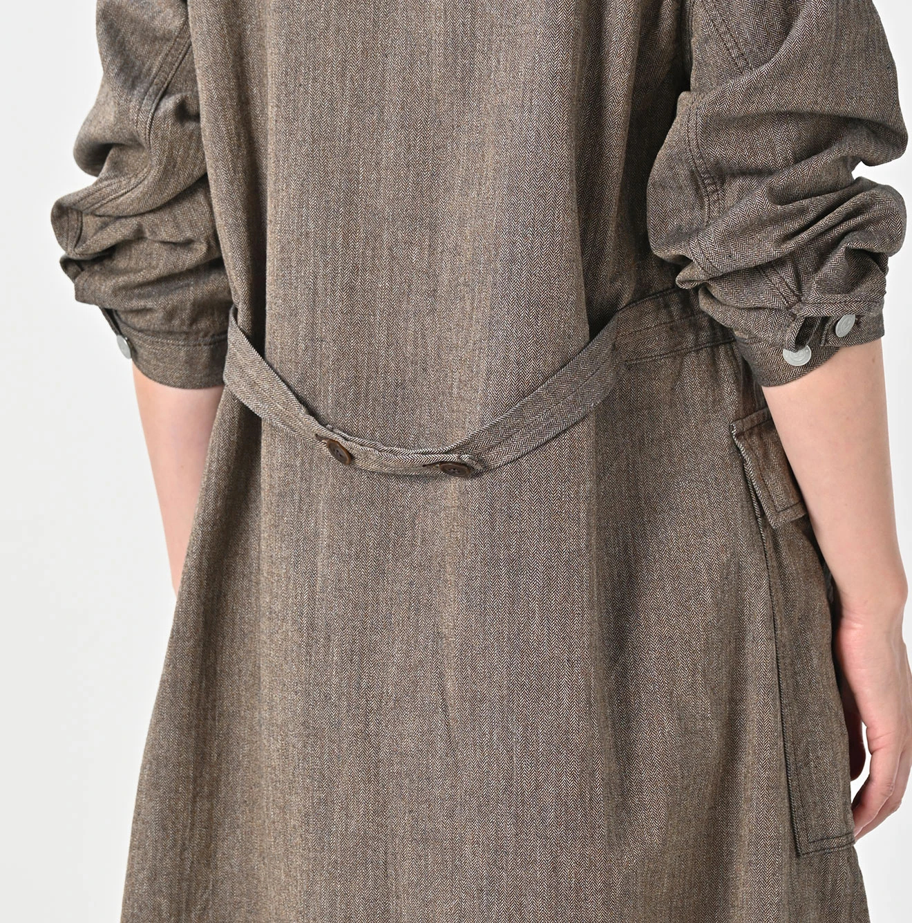 45R(フォーティファイブアール) |ミニヘリンボンコットンツイードのワーキングドレス（インディゴ）