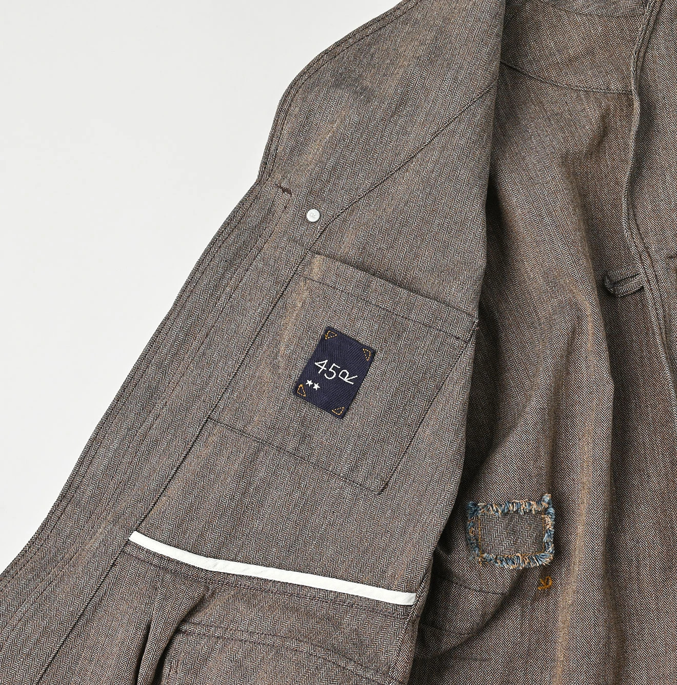 45R(フォーティファイブアール) |ミニヘリンボンコットンツイードのワーキングドレス（インディゴ）