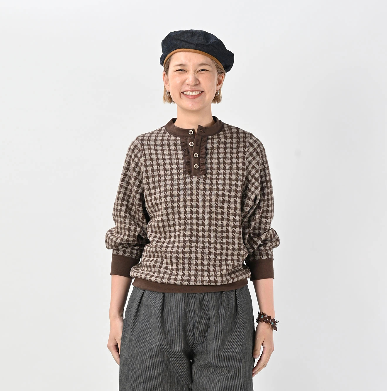 45R(フォーティファイブアール) |ギンガムジャカードのポロパフ