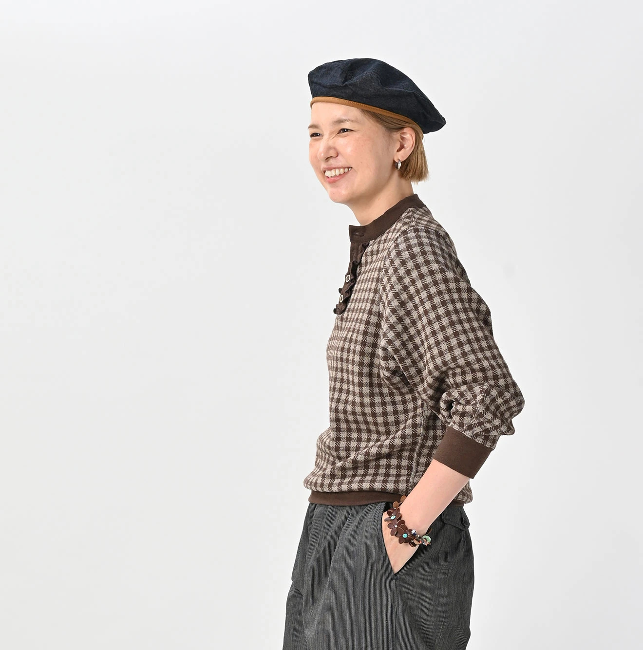 45R(フォーティファイブアール) |ギンガムジャカードのポロパフ