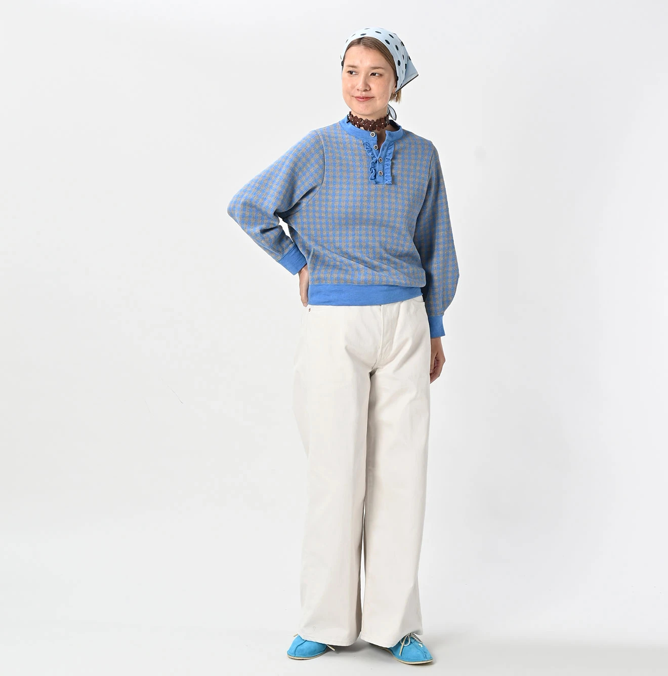 45R(フォーティファイブアール) |ギンガムジャカードのポロパフ
