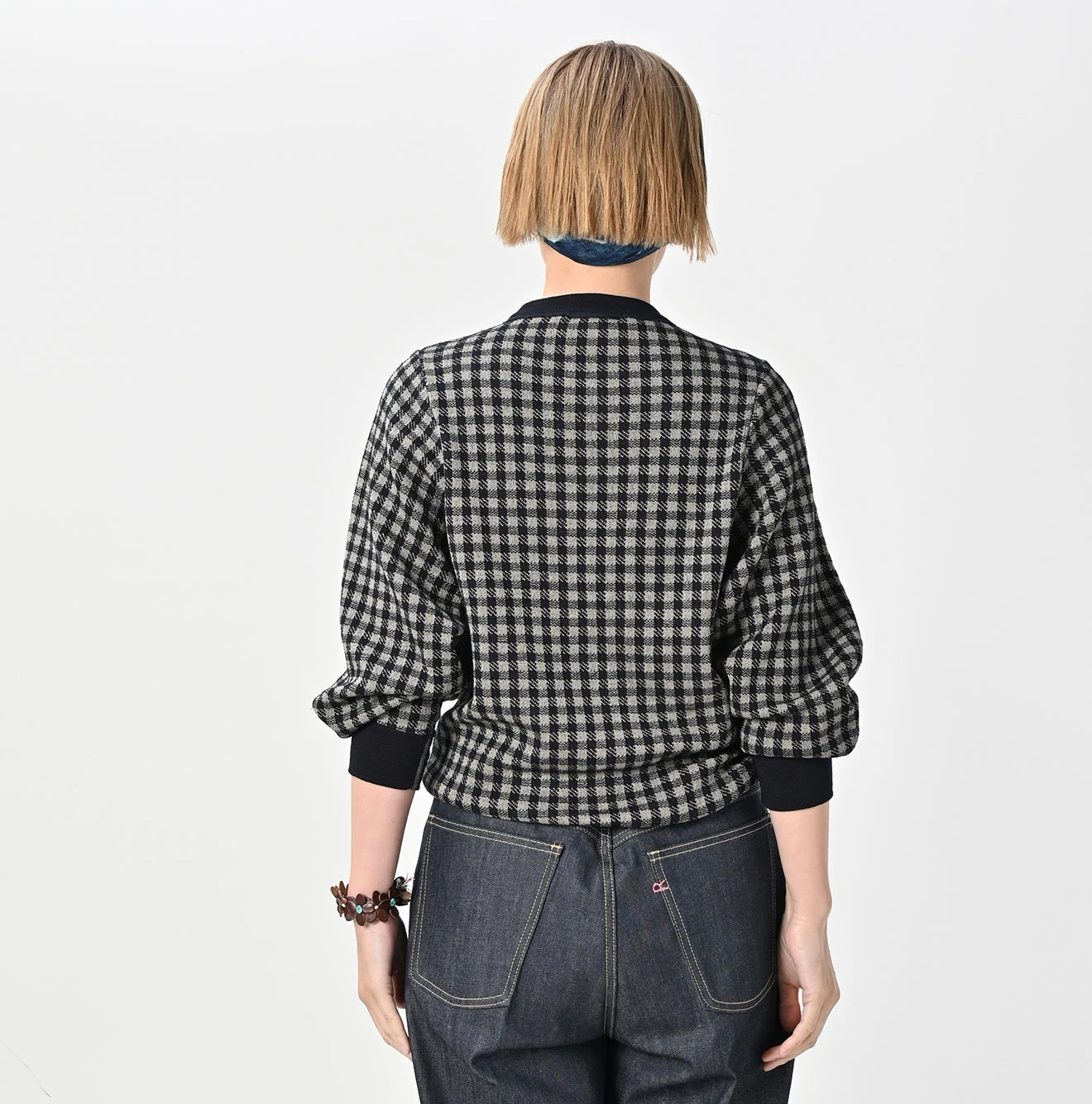 45R(フォーティファイブアール) |ギンガムジャカードのポロパフ（インディゴ）