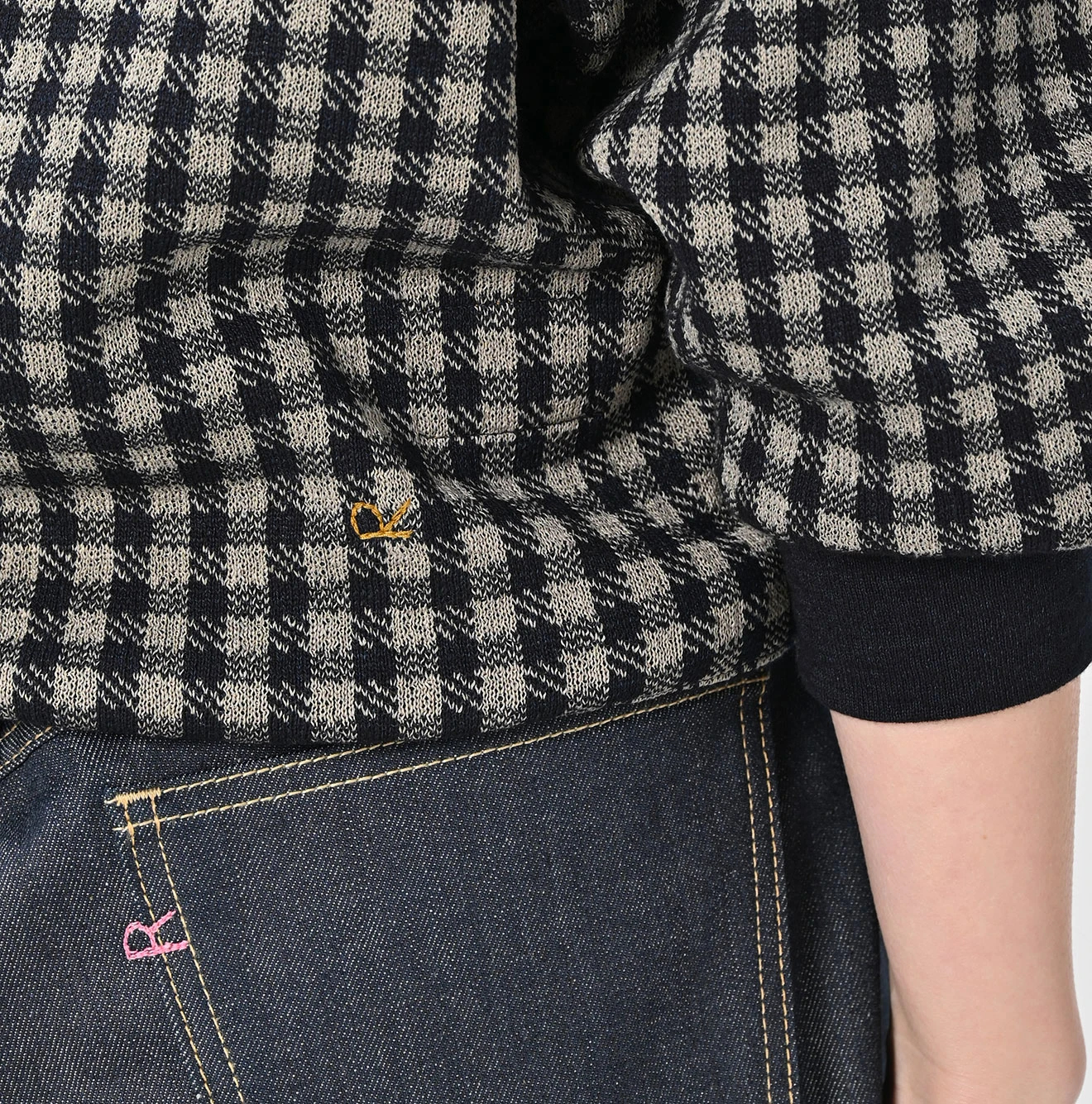 45R(フォーティファイブアール) |ギンガムジャカードのポロパフ（インディゴ）