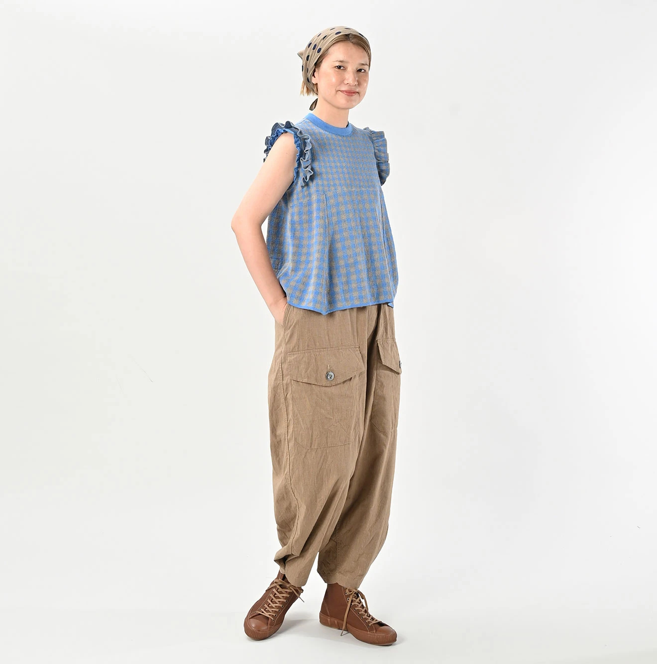 45R(フォーティファイブアール) |ギンガムジャカードのノースリーブキャミ