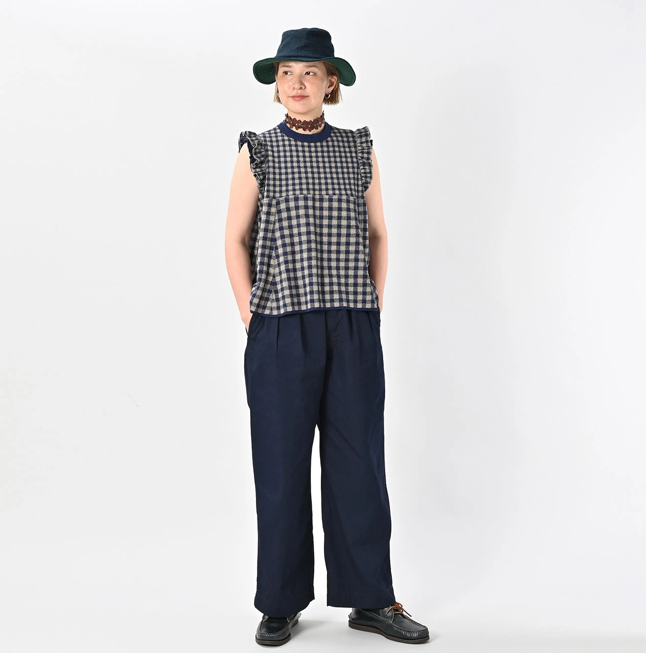 45R(フォーティファイブアール) |ギンガムジャカードのノースリーブキャミ