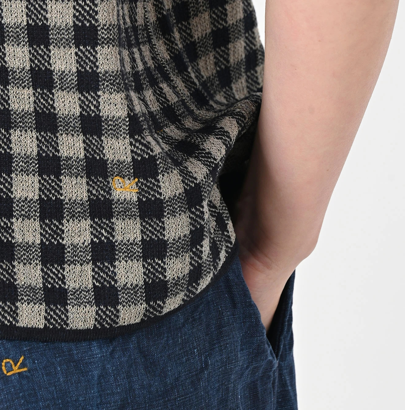 45R(フォーティファイブアール) |ギンガムジャカードのノースリーブキャミ（インディゴ）