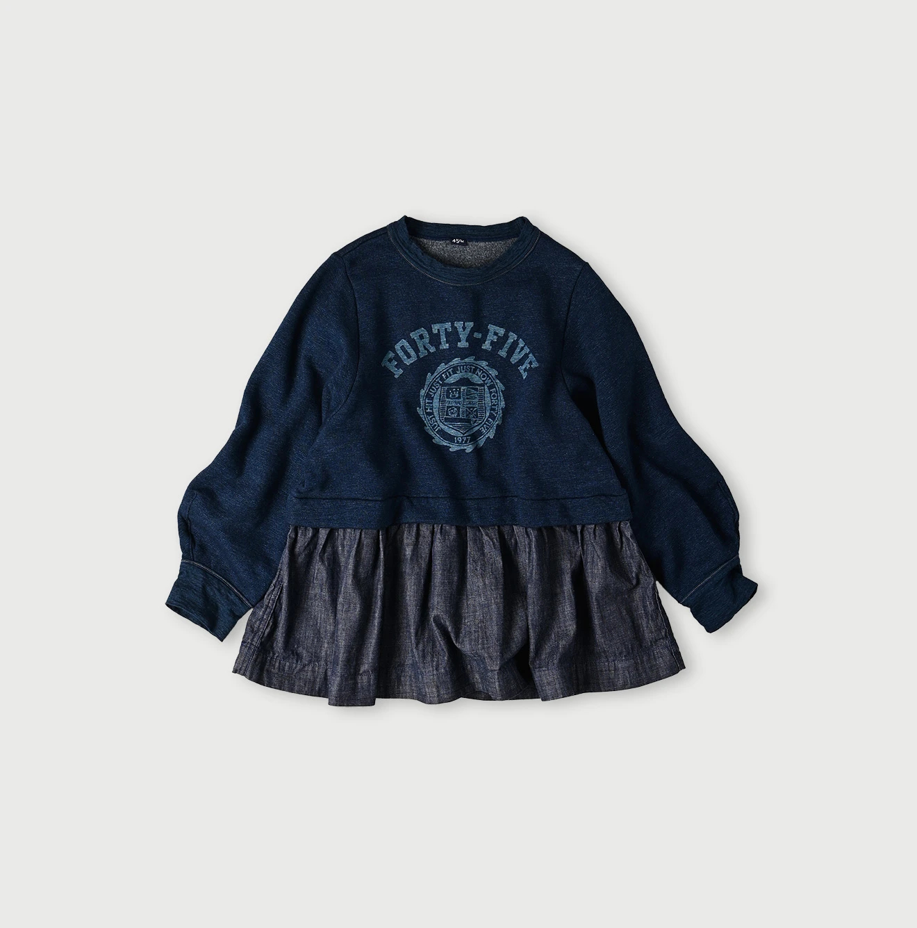 45R(フォーティファイブアール) |裏毛×デニムのパフTシャツ（インディゴ）