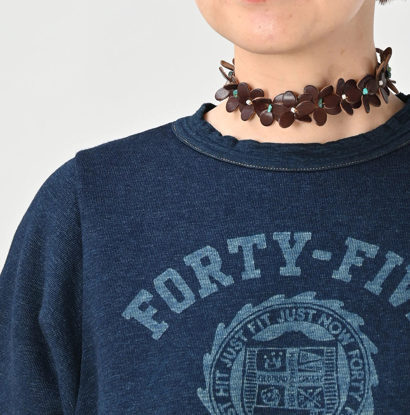 45R(フォーティファイブアール) |裏毛×デニムのパフTシャツ（インディゴ）