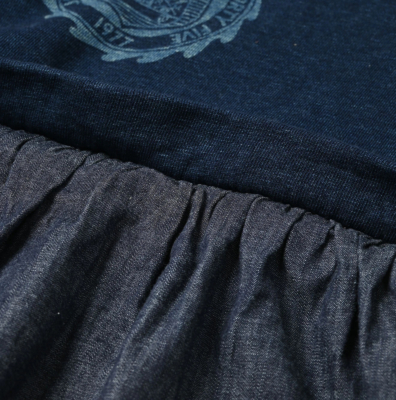 45R(フォーティファイブアール) |裏毛×デニムのパフTシャツ（インディゴ）