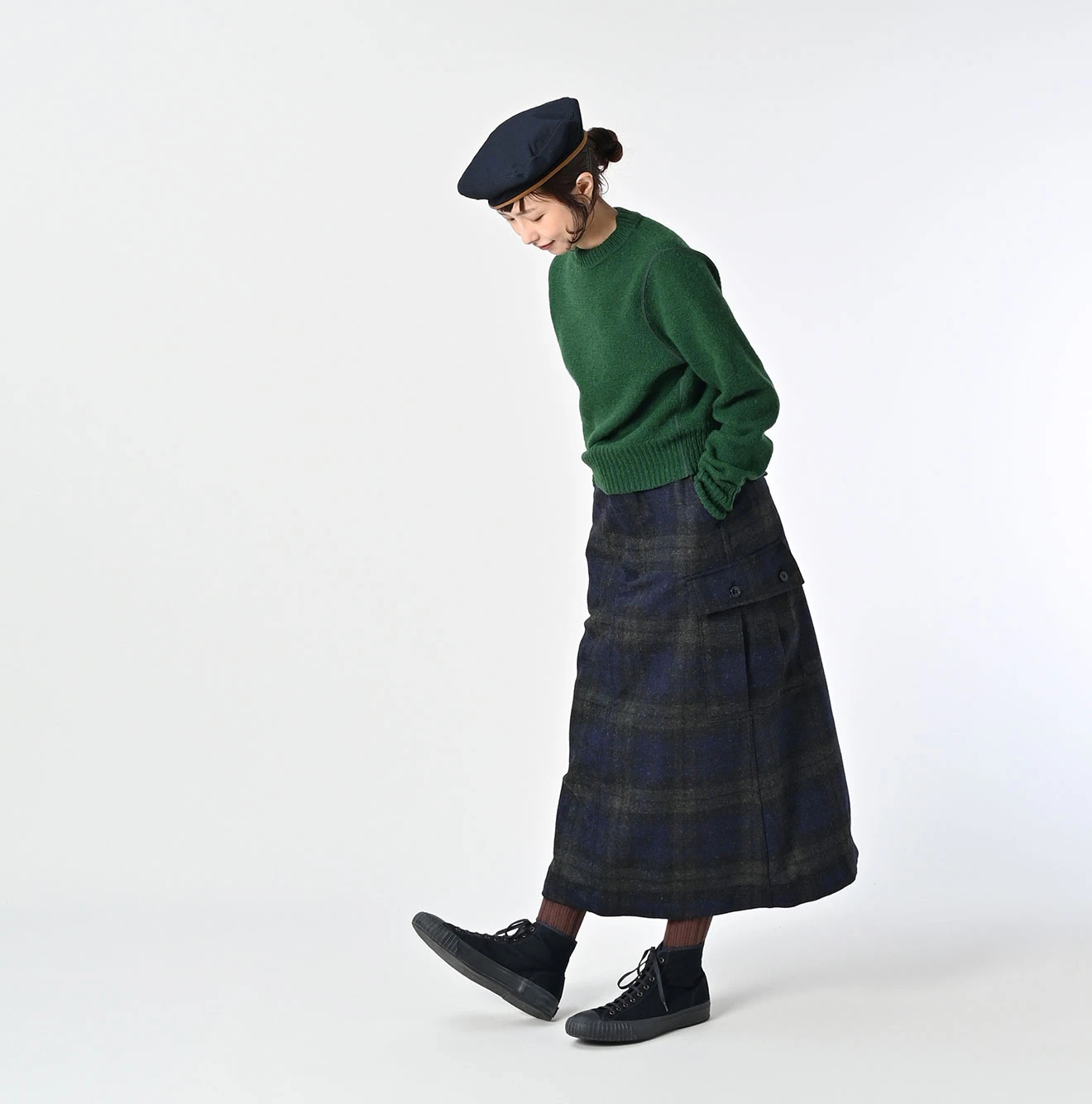 45R(フォーティファイブアール) |ウールタータンのカーゴスカート