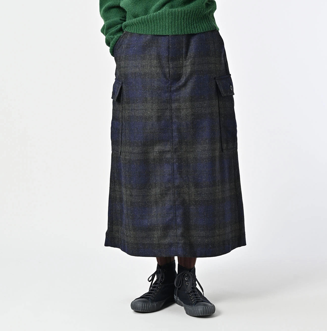 45R(フォーティファイブアール) |ウールタータンのカーゴスカート