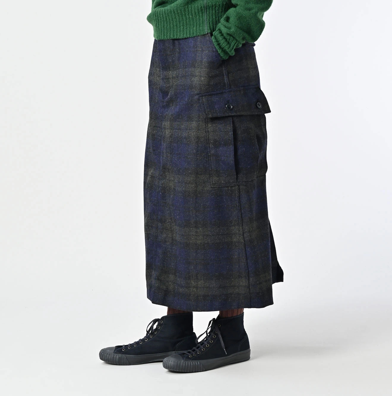 45R(フォーティファイブアール) |ウールタータンのカーゴスカート