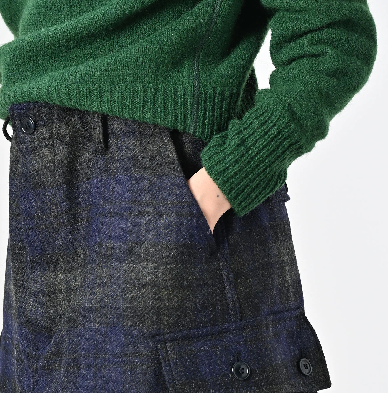 45R(フォーティファイブアール) |ウールタータンのカーゴスカート