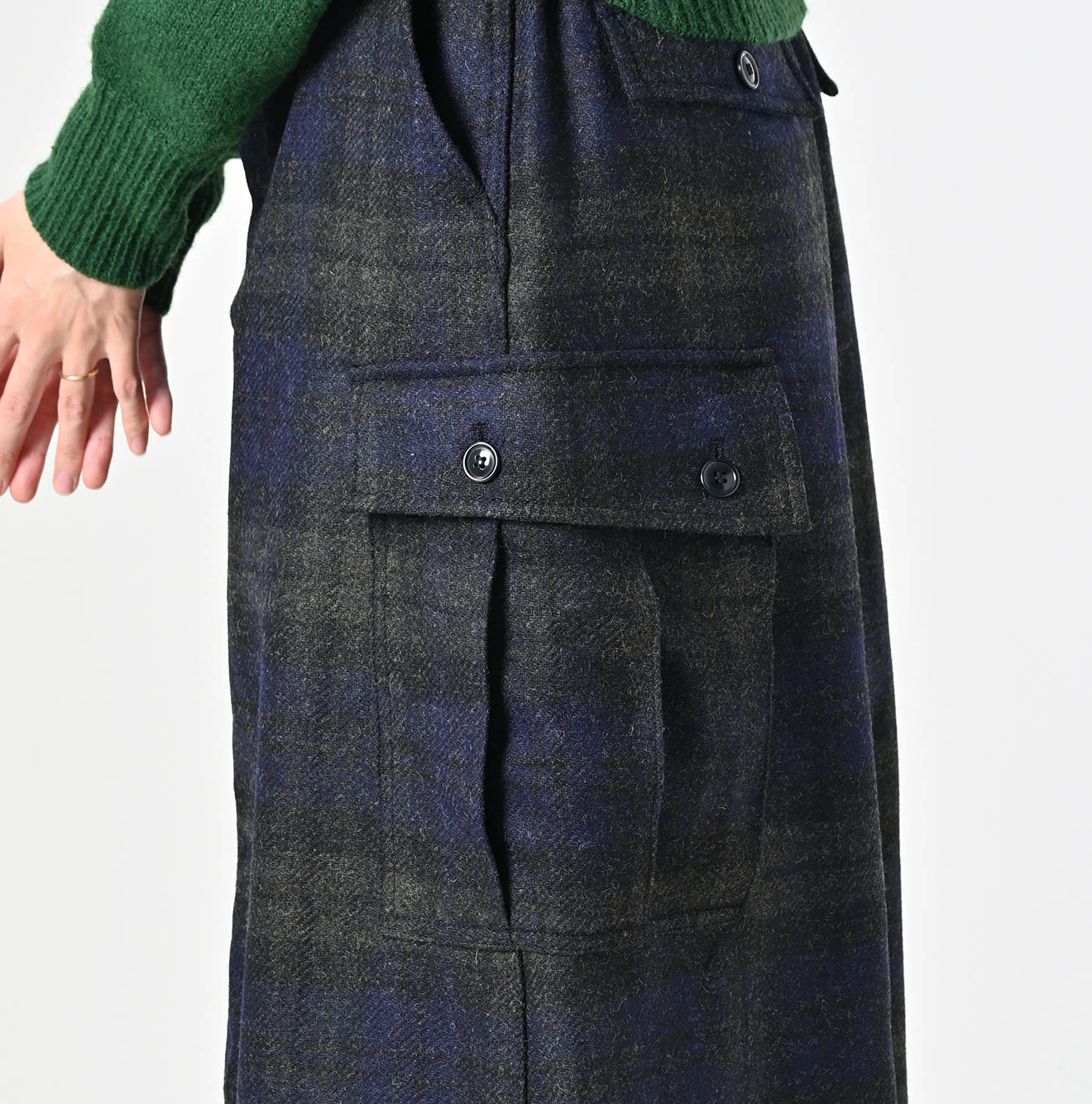 45R(フォーティファイブアール) |ウールタータンのカーゴスカート