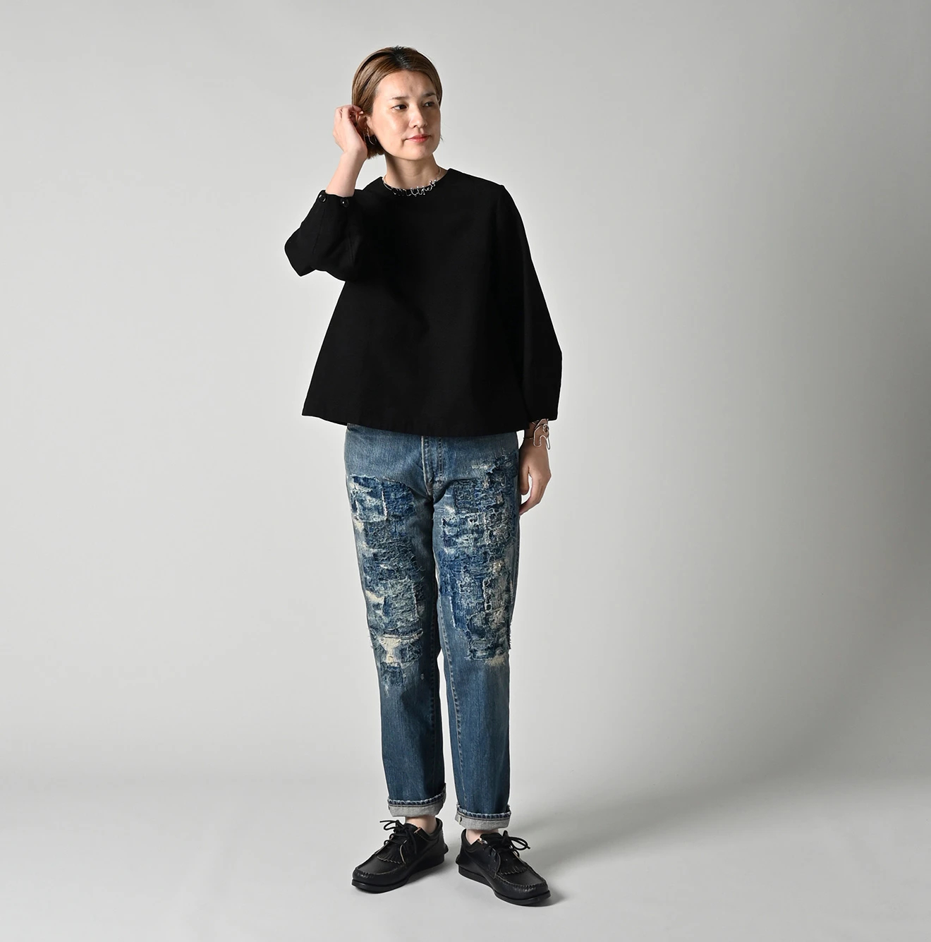 45R(フォーティファイブアール) |モールサージストレッチのパフブラウス