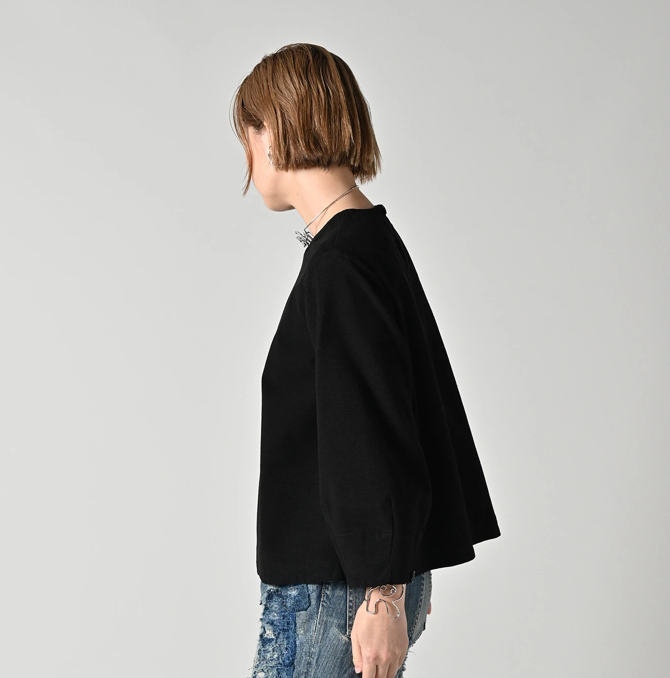 45R(フォーティファイブアール) |モールサージストレッチのパフブラウス