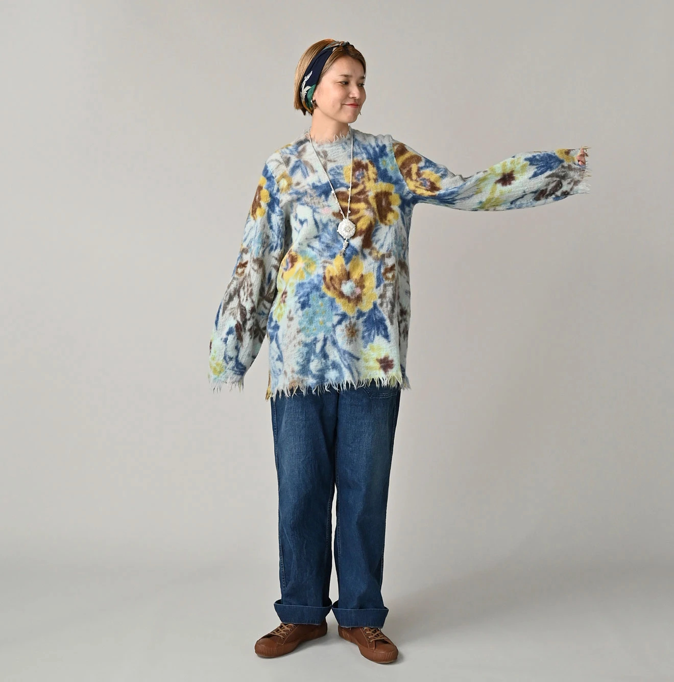 45R(フォーティファイブアール) |縮絨ジャルダンプリントのぽよんブラウス