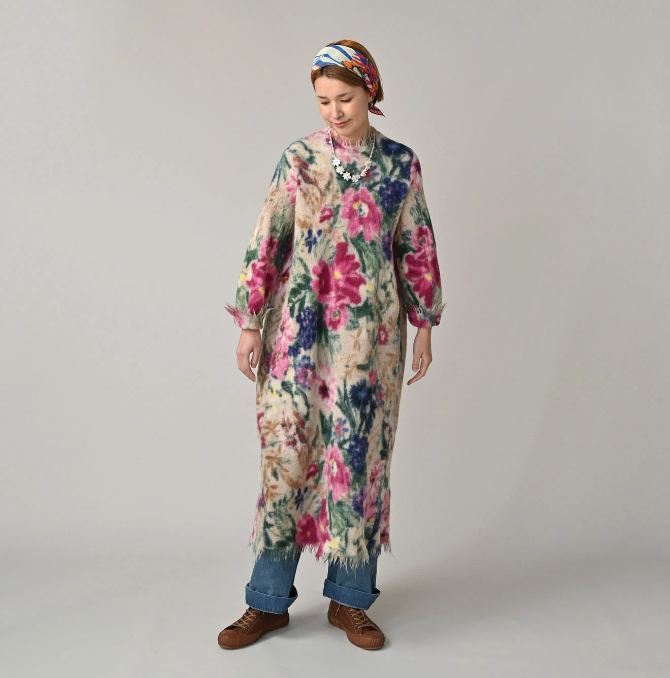 45R(フォーティファイブアール) |縮絨ジャルダンプリントのぽよんドレス