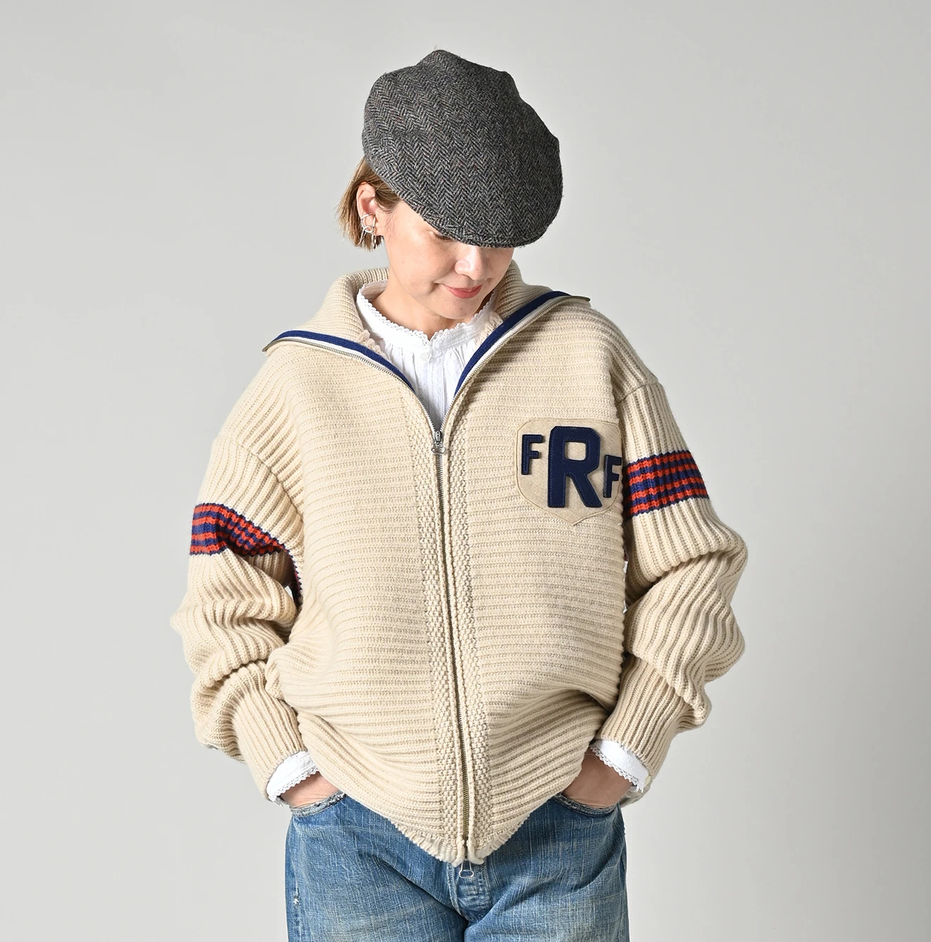 45R(フォーティファイブアール) |畦編み縮絨ウールのスノーブルゾン