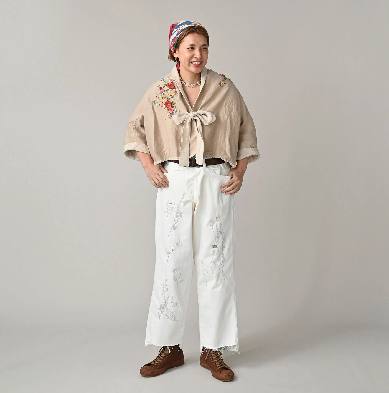 45R(フォーティファイブアール) |リネン重ね刺繍のボレロ