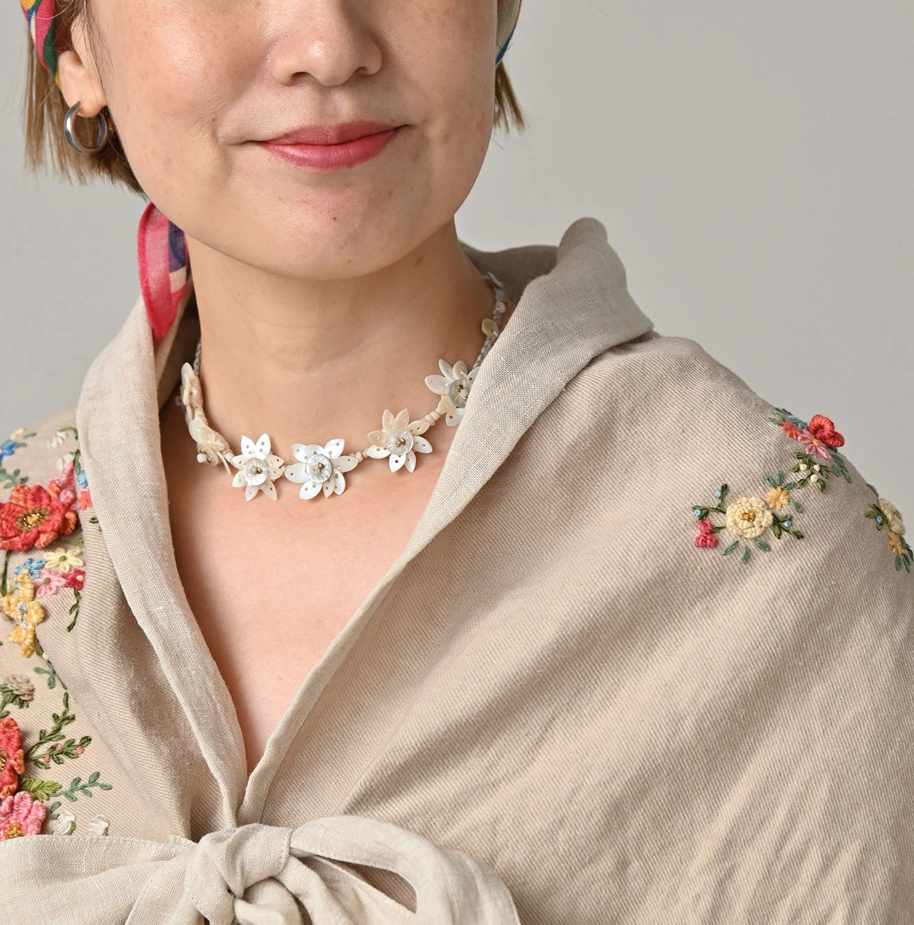 45R(フォーティファイブアール) |リネン重ね刺繍のボレロ