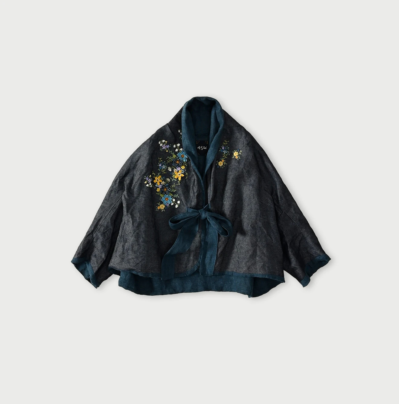 45R（フォーティファイブアール）| リネン重ね刺繍のボレロ（藍