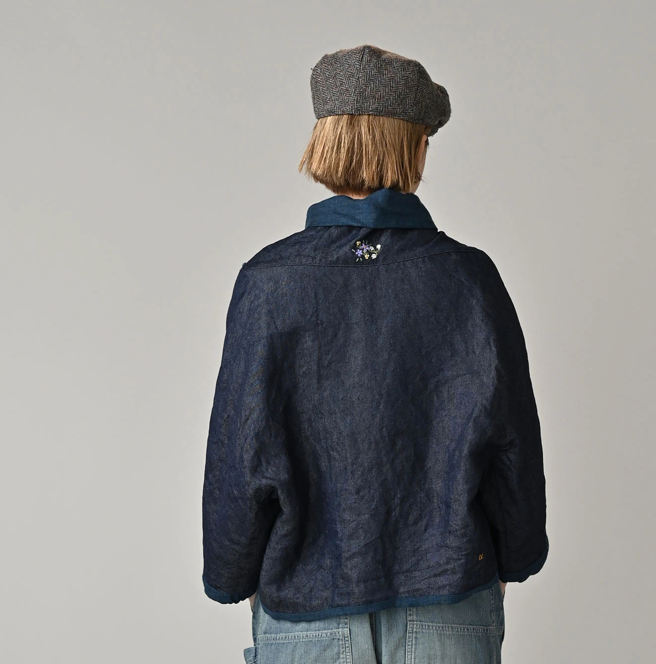 45R（フォーティファイブアール）| リネン重ね刺繍のボレロ（藍