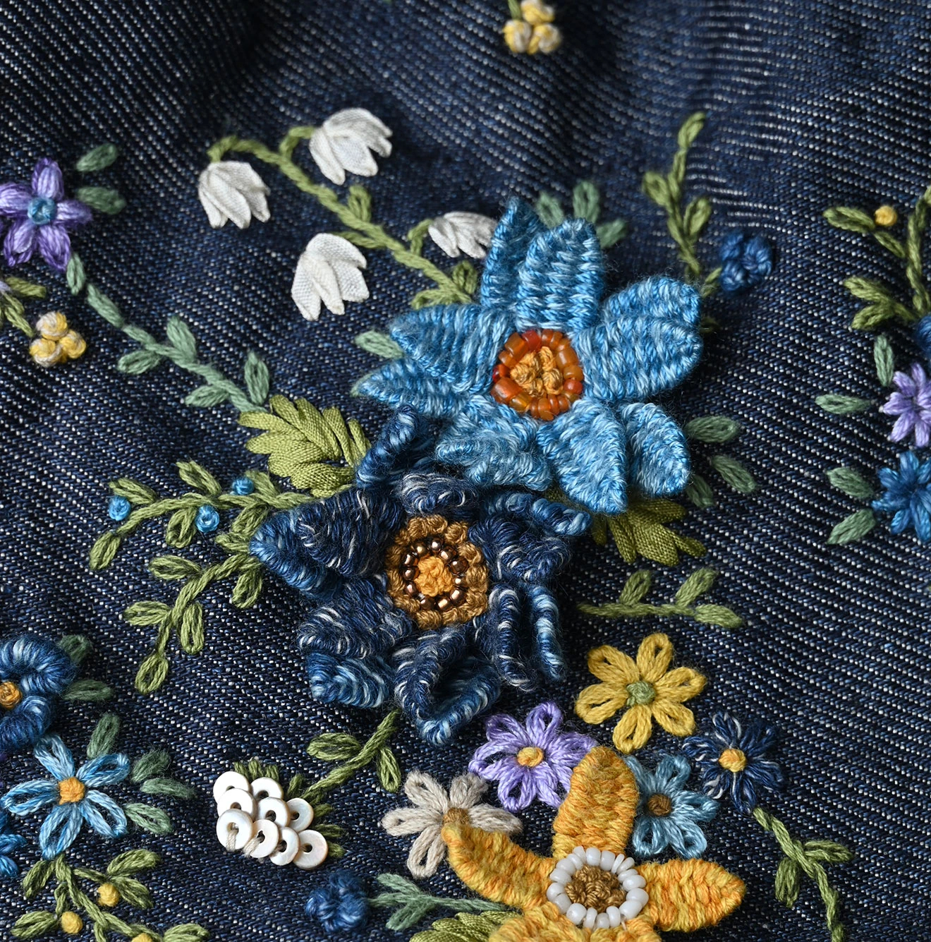 45R（フォーティファイブアール）| リネン重ね刺繍のボレロ（藍
