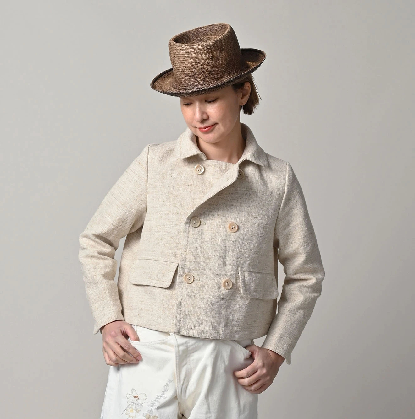 45R(フォーティファイブアール) |綿麻ツイードのアニーミニジャケット