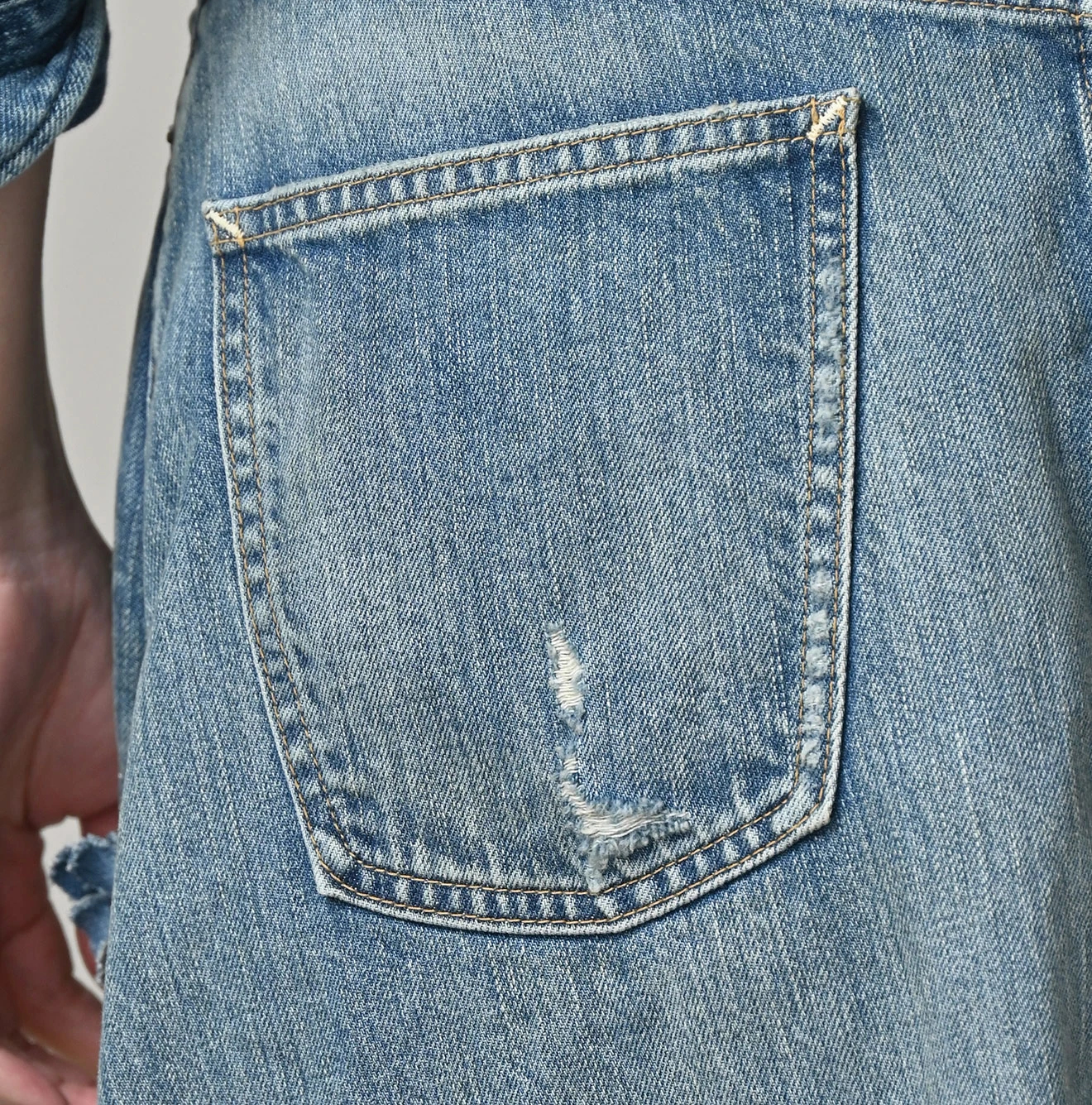 45R(フォーティファイブアール) |ライ麦デニムのクロスオーバースカート遖加工（フルール・清）