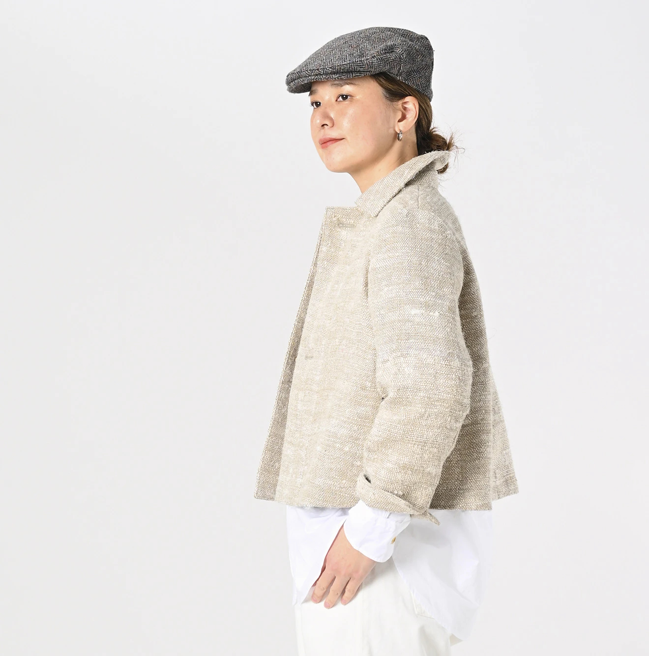 45R(フォーティファイブアール) |インドリネンシルクツイードの四角ジャケット