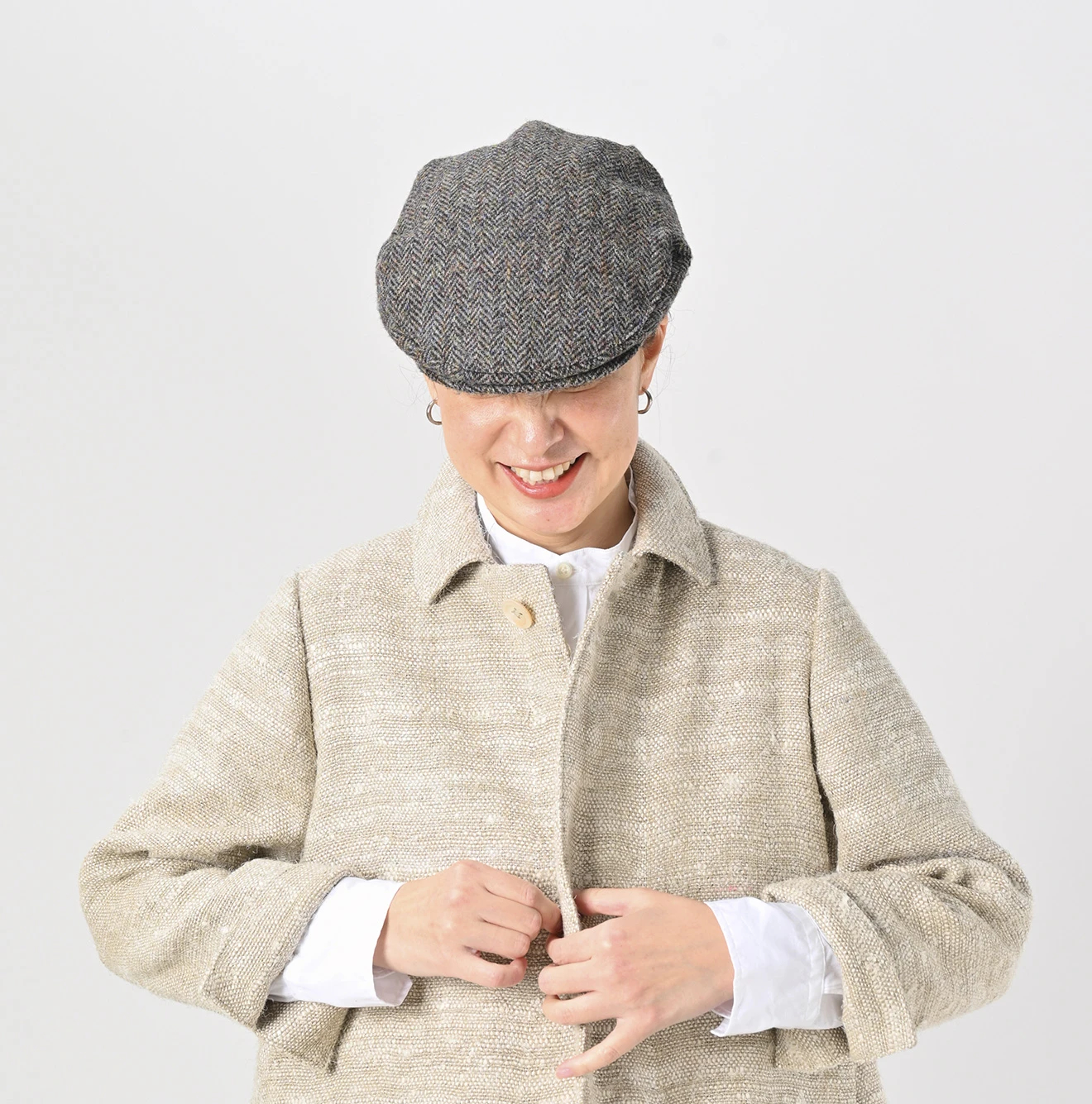 45R(フォーティファイブアール) |インドリネンシルクツイードの四角ジャケット