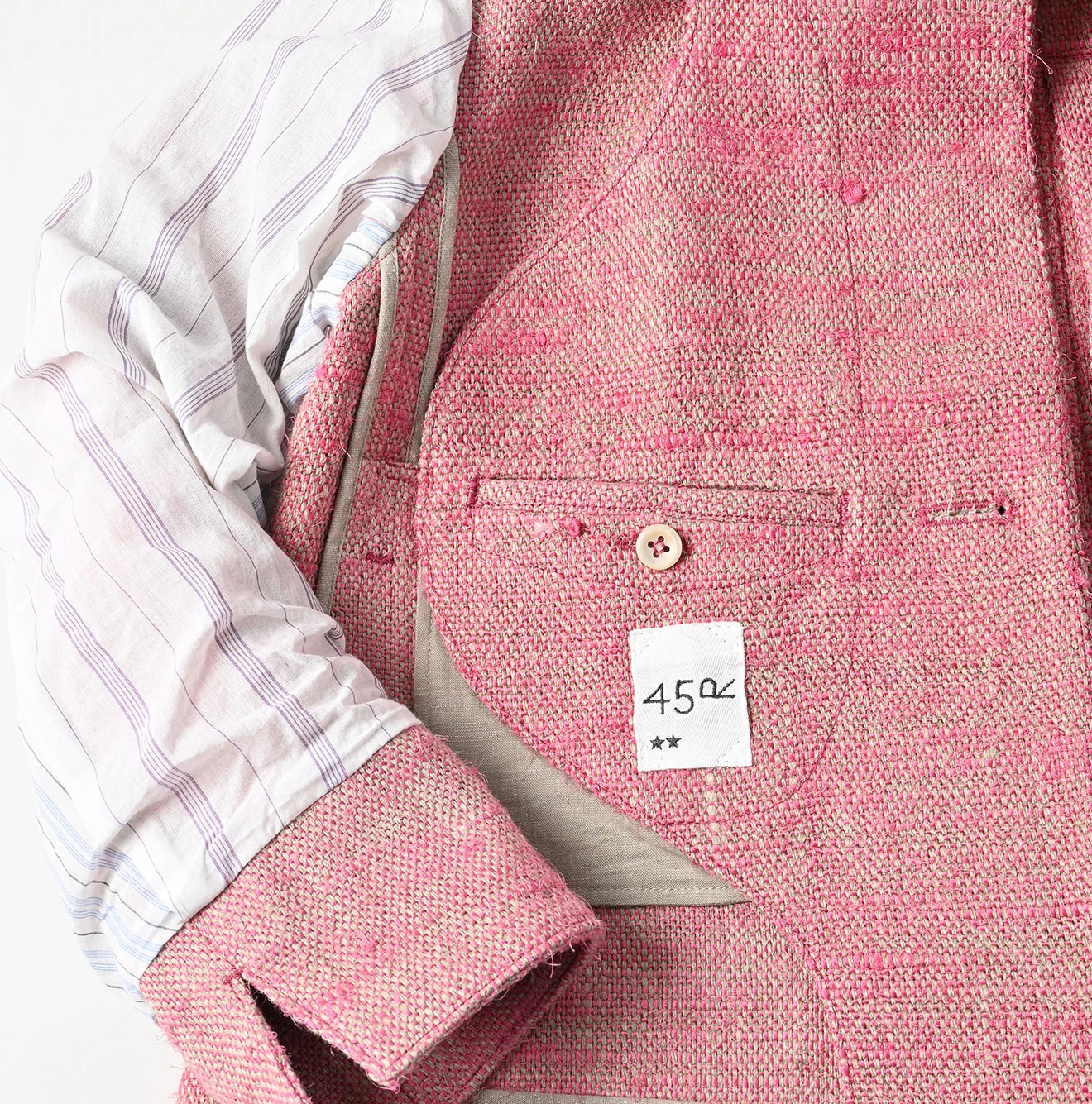 45R(フォーティファイブアール) |インドリネンシルクツイードの四角ジャケット