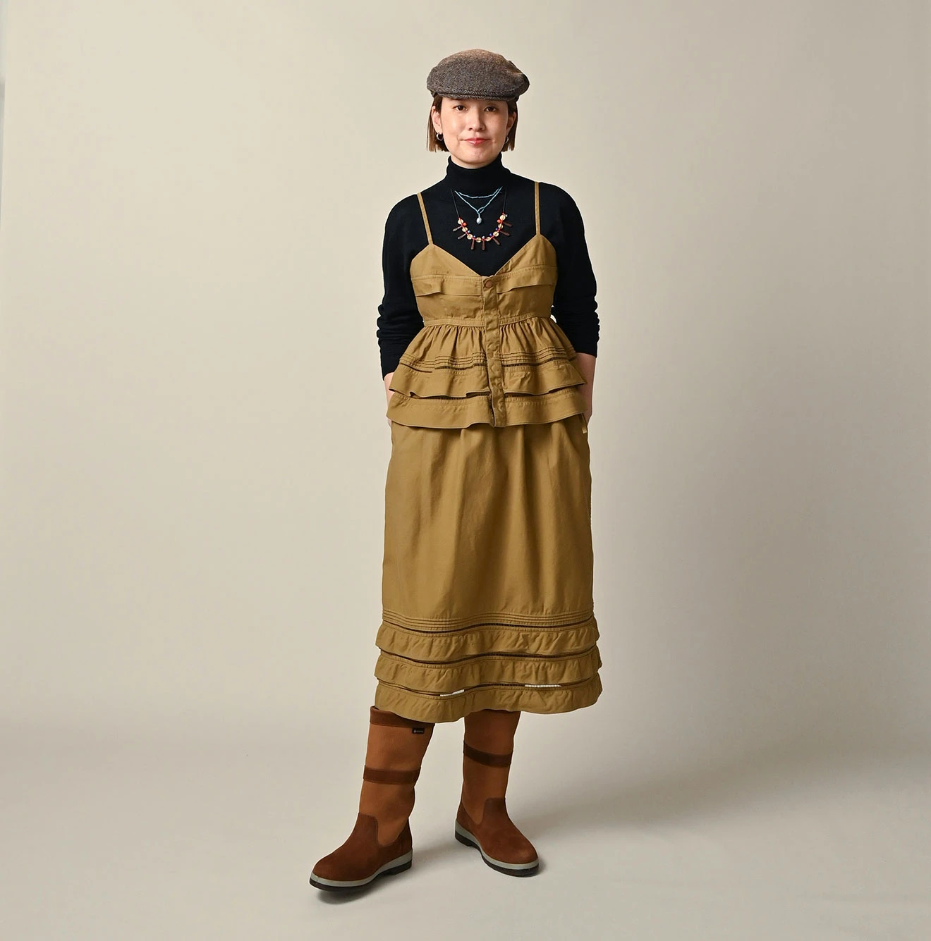 45R(フォーティファイブアール) |薄バックサテンのティアードフリルキャミ