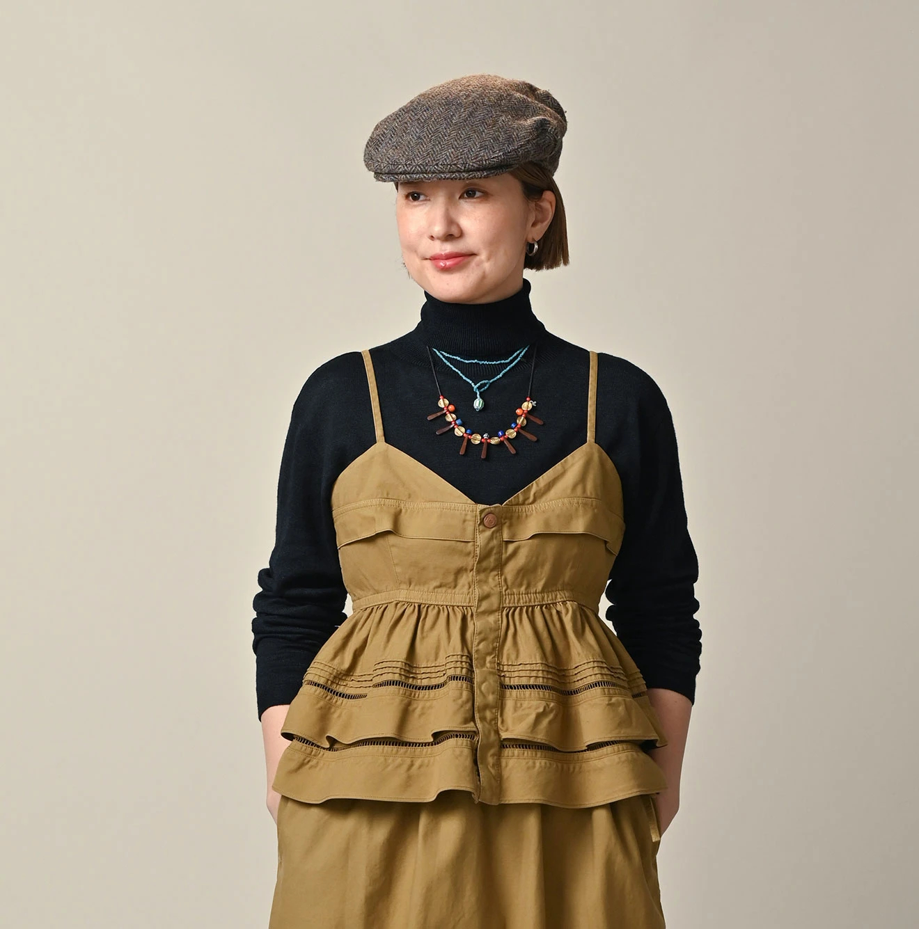 45R(フォーティファイブアール) |薄バックサテンのティアードフリルキャミ