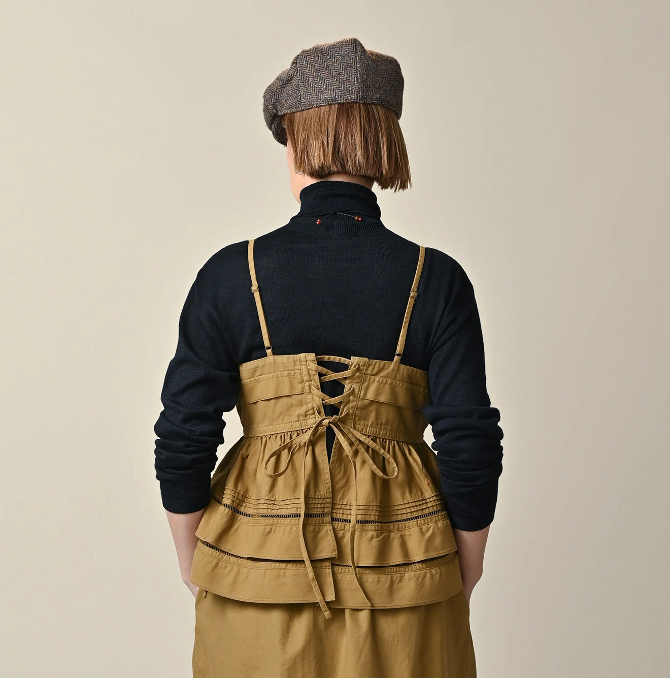 45R(フォーティファイブアール) |薄バックサテンのティアードフリルキャミ