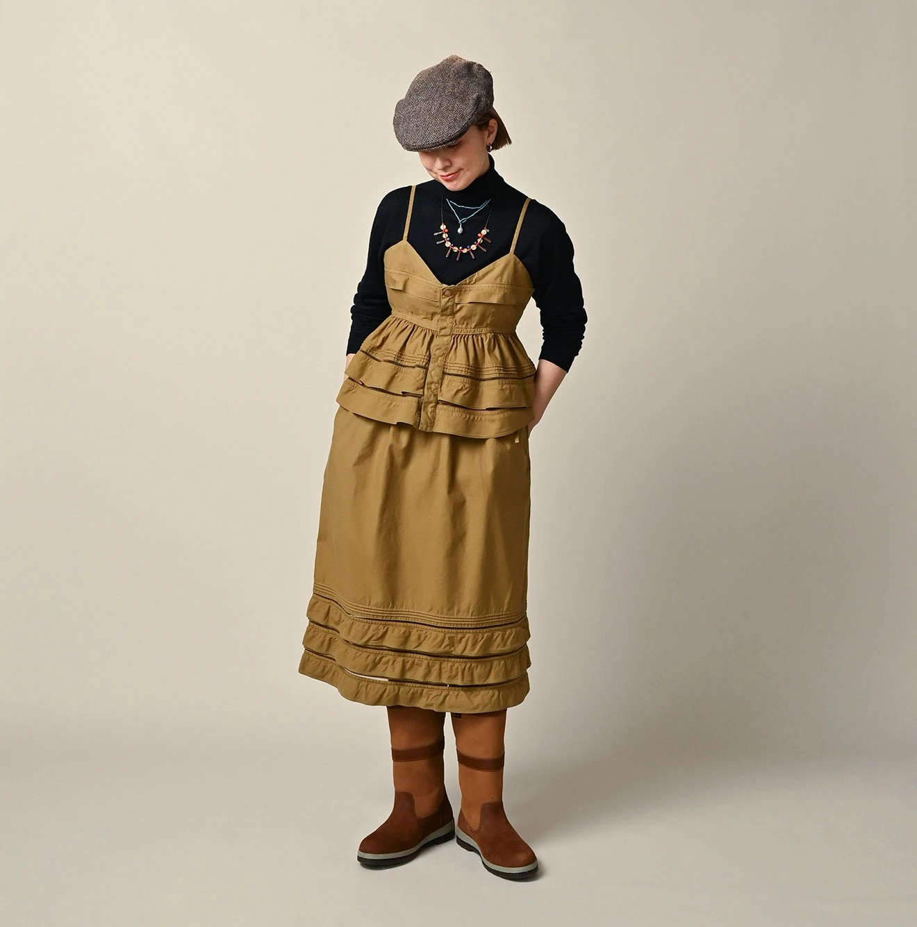 45R(フォーティファイブアール) |薄バックサテンのティアードフリルペチスカート