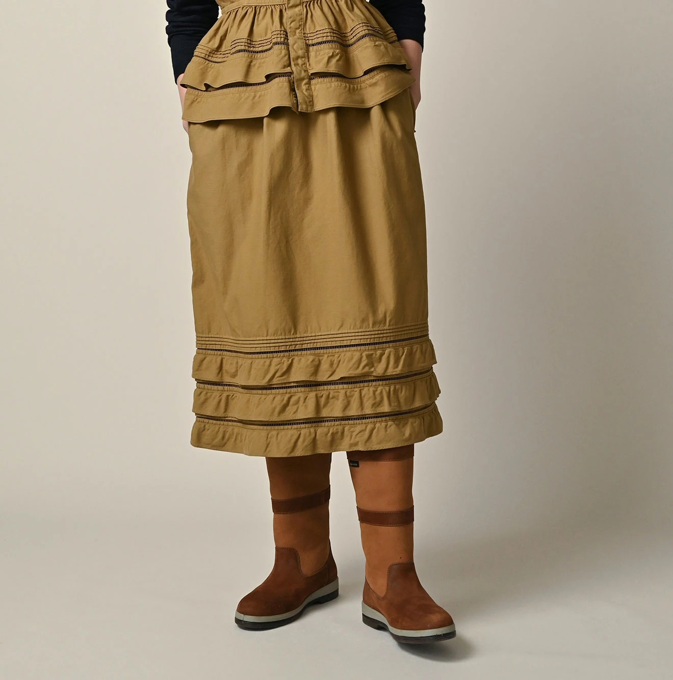 45R(フォーティファイブアール) |薄バックサテンのティアードフリルペチスカート