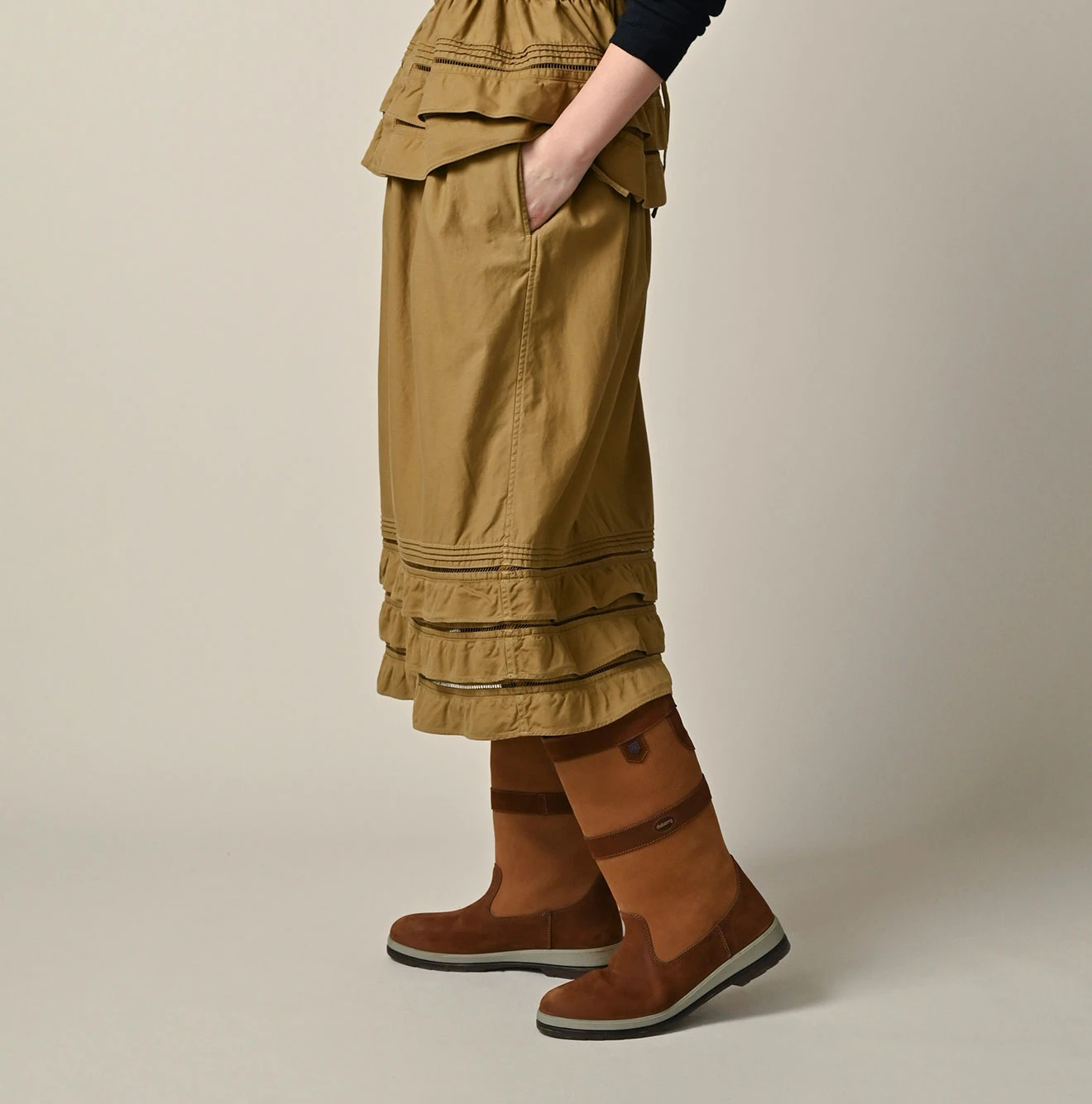 45R(フォーティファイブアール) |薄バックサテンのティアードフリルペチスカート