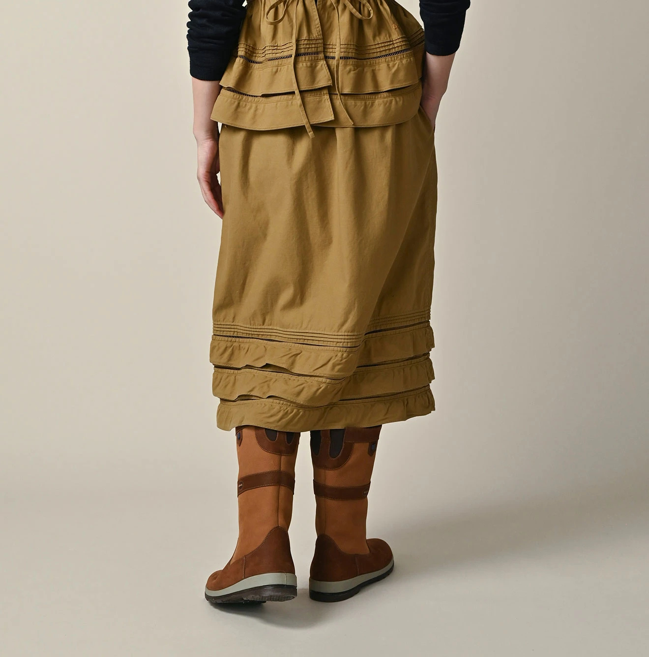 45R(フォーティファイブアール) |薄バックサテンのティアードフリルペチスカート