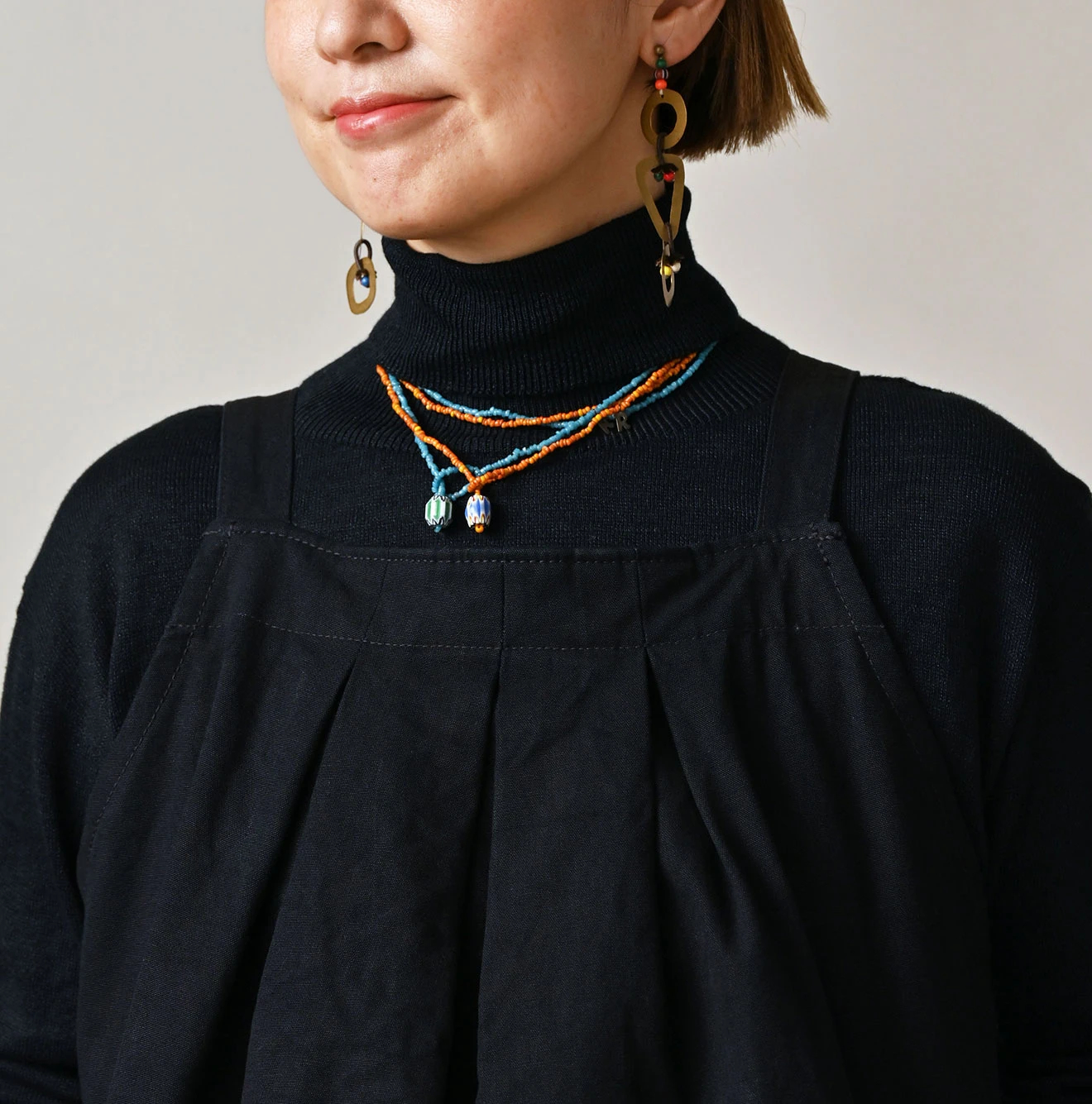 45R(フォーティファイブアール) |高密度ダック×リボンレースのタックタックドレス（インディゴ）