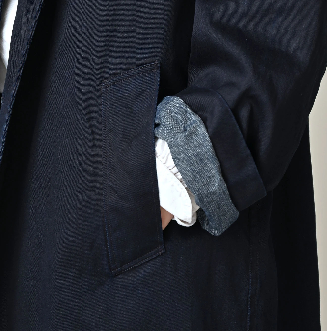 45R(フォーティファイブアール) |双糸チノの908ステンカラーコート（インディゴ）