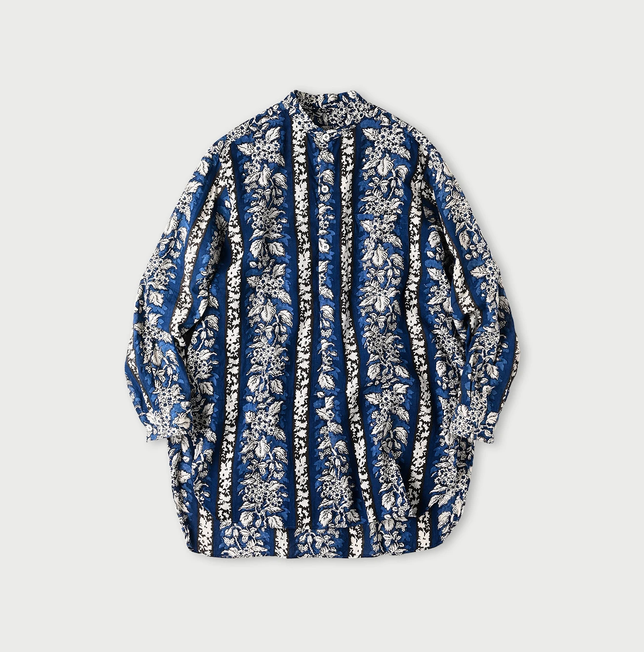 45R(フォーティファイブアール) |インドストライプフラワーブロックプリントの908スタンドグランパプルシャツ