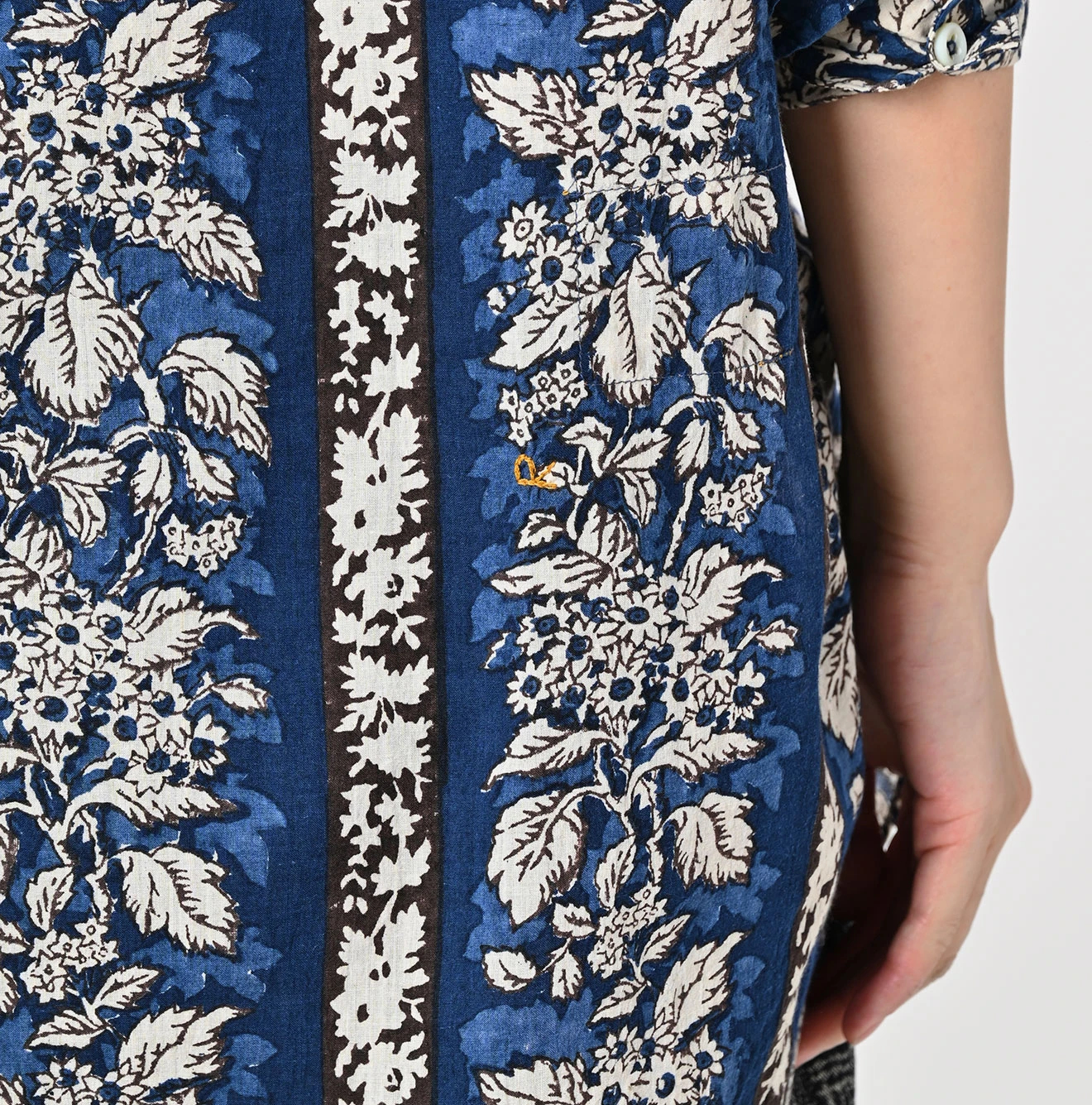 45R(フォーティファイブアール) |インドストライプフラワーブロックプリントの908スタンドグランパプルシャツ