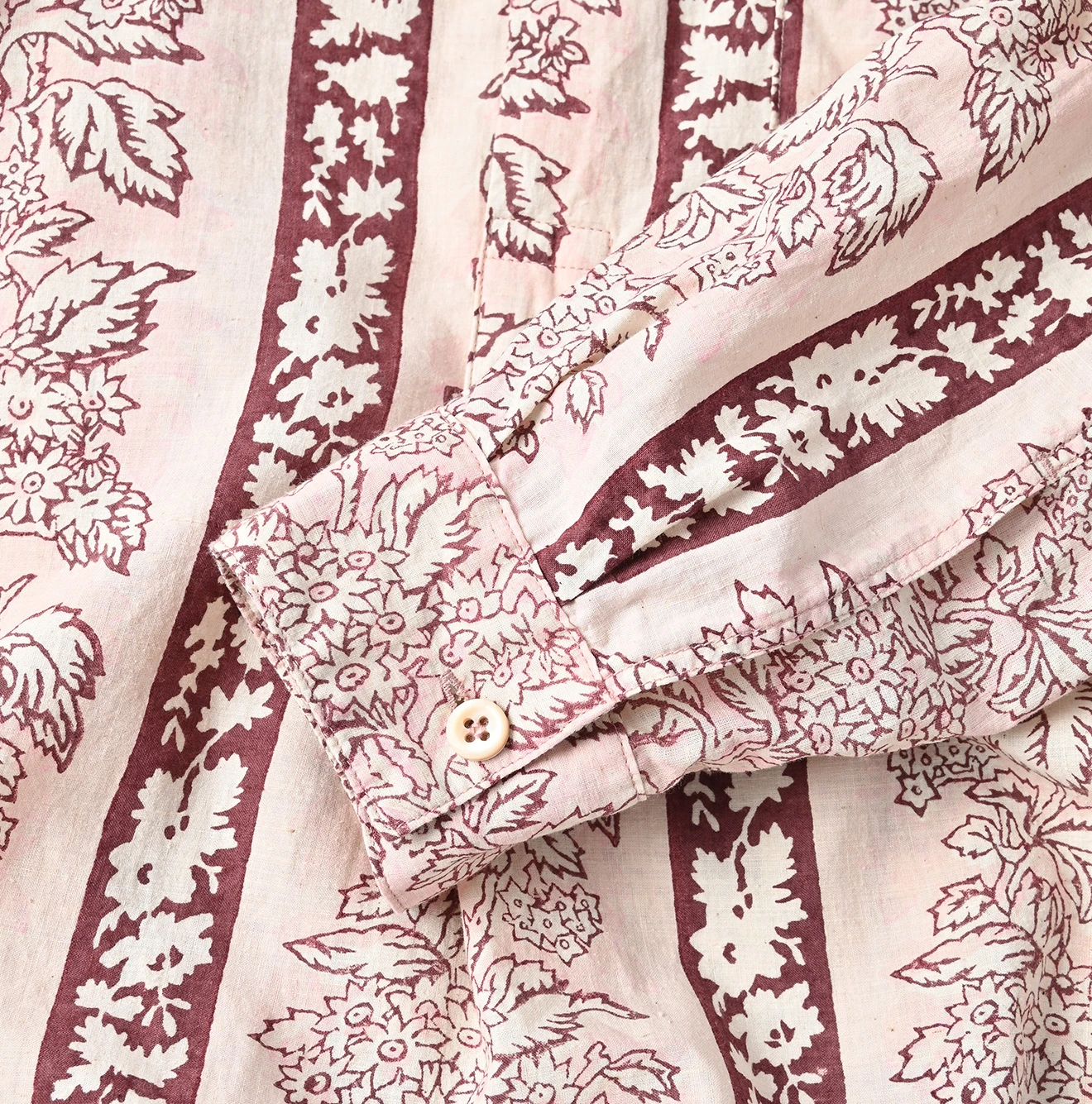 45R(フォーティファイブアール) |インドストライプフラワーブロックプリントの908スタンドグランパプルシャツ