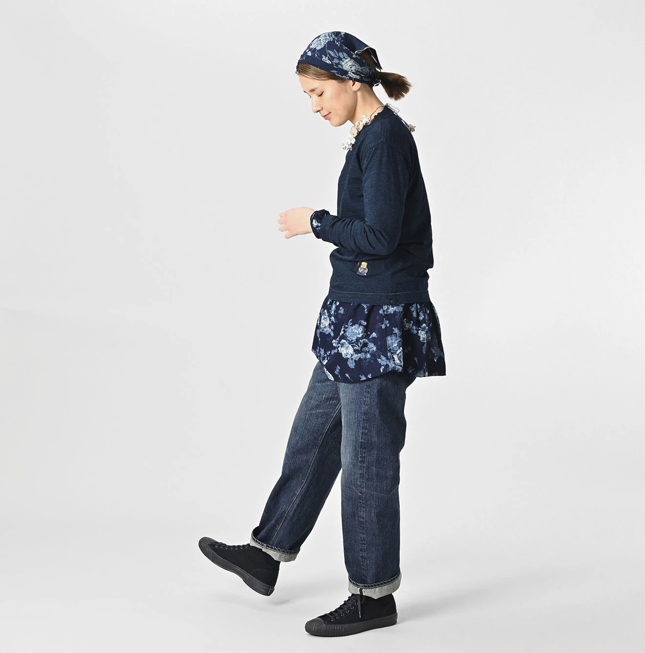 45R(フォーティファイブアール) |お手前頂戴ブル刺繍の90845星Tシャツ（インディゴ）