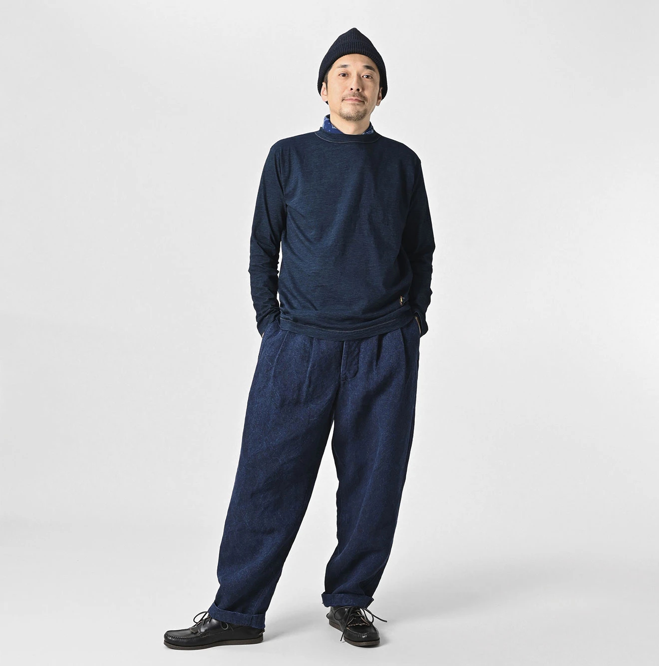 45R(フォーティファイブアール) |お手前頂戴ブル刺繍の90845星Tシャツ（インディゴ）